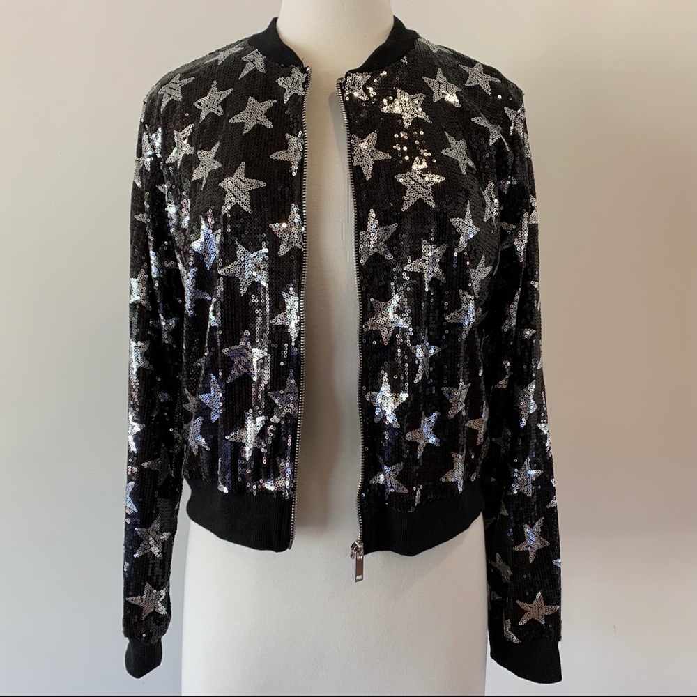 Forever 21 medium black and silver sequin jacket